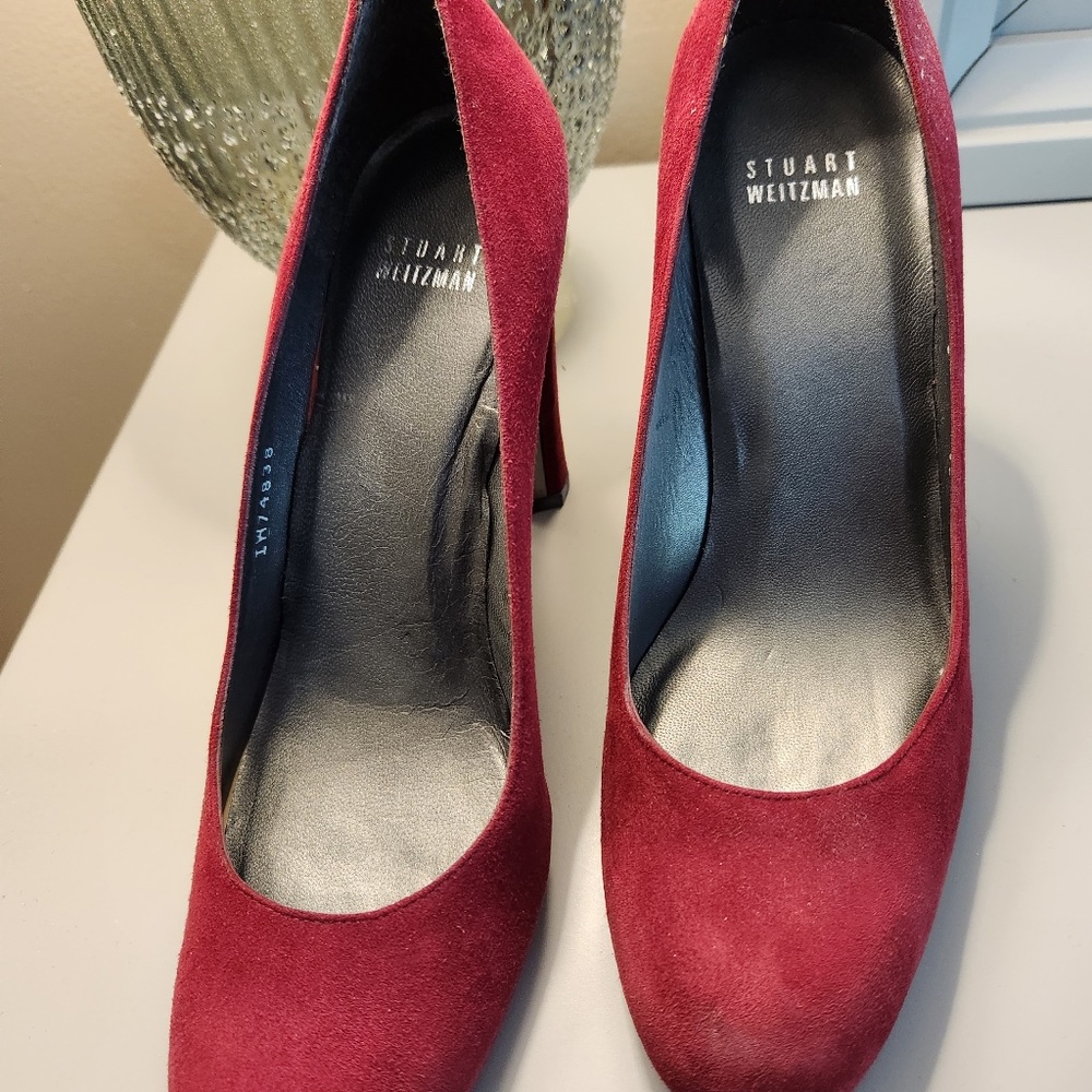 Stuart Weitzman Cranberry Suede Pumps